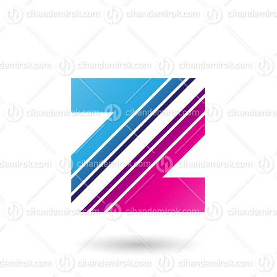Blue and Magenta Letter Z with Diagonal Stripes Vector Illustration