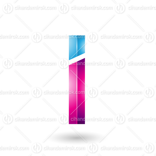 Blue and Magenta Rectangular Glossy Letter I