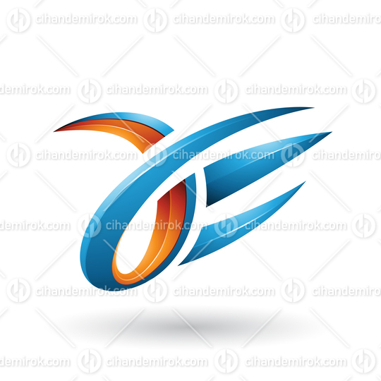 Blue and Orange 3d Claw Shaped Letter A and E Vector Illustration