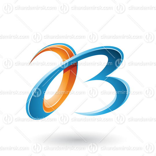 Blue and Orange 3d Curly Letters A and B Vector Illustration