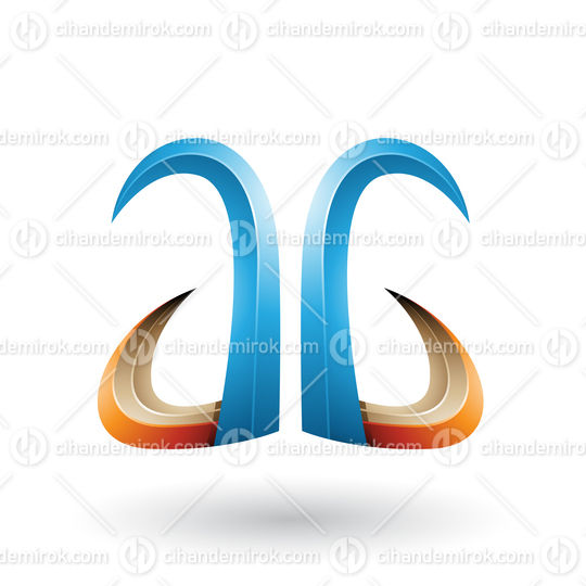 Blue and Orange 3d Horn Like Letter A and G Vector Illustration