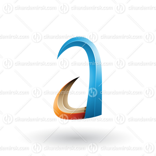 Blue and Orange 3d Horn Like Letter A Vector Illustration