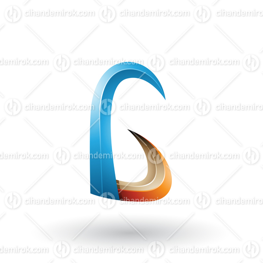 Blue and Orange 3d Horn Like Letter G Vector Illustration