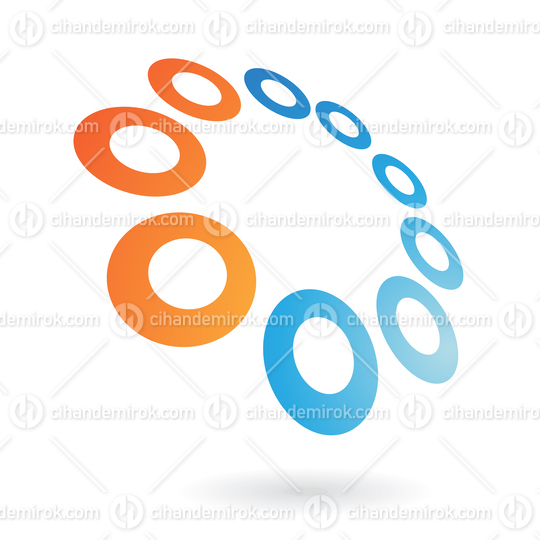 Blue and Orange Abstract Circle Shapes Aligned as a Bigger Circle Logo Icon