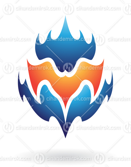 Blue and Orange Abstract Dragon Fire Shaped Logo Icon