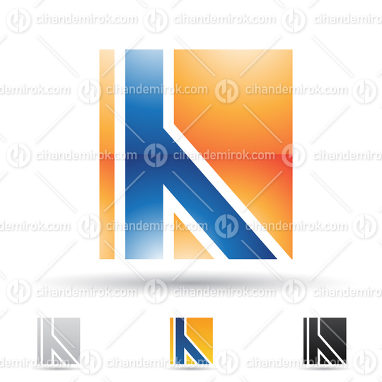 Blue and Orange Abstract Glossy Logo Icon of Rectangular Lowercase Letter H