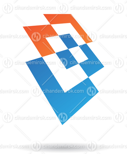 Blue and Orange Abstract Intersecting Squares Logo Icon in Perspective 