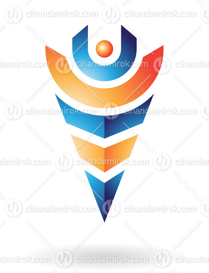 Blue and Orange Abstract Logo Icon of a Totem Like Shape