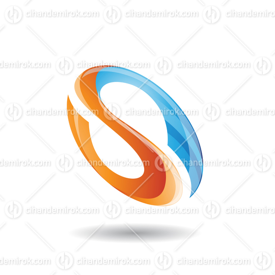 Blue and Orange Abstract Oval Curvy Letter S Icon