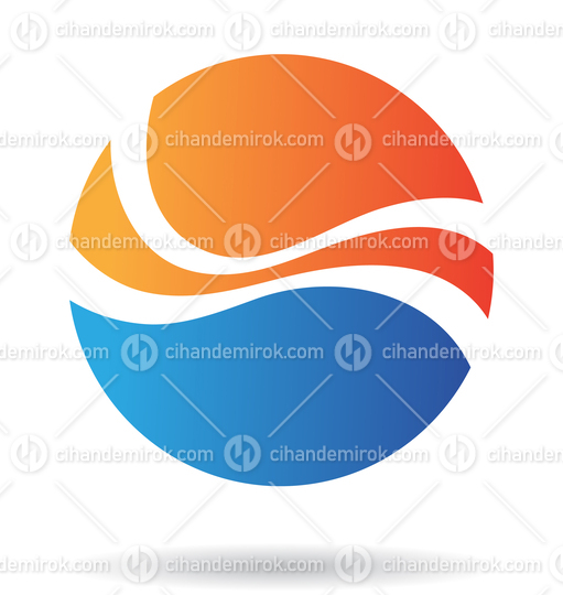 Blue and Orange Abstract Round Wavy Logo Icon