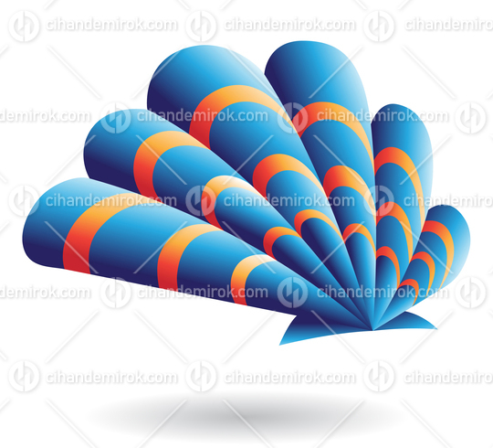 Blue and Orange Abstract Shell Shaped Logo Icon