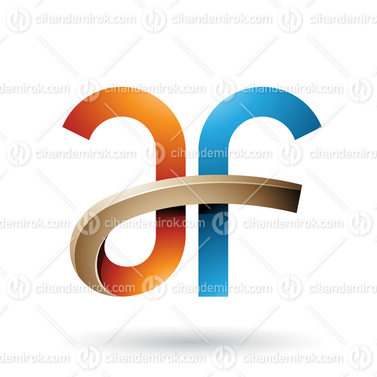 Blue and Orange Bold Curvy Letters A and F Vector Illustration