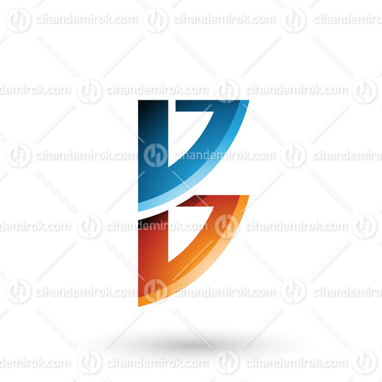 Blue and Orange Bow Like Shape of Letter B Vector Illustration