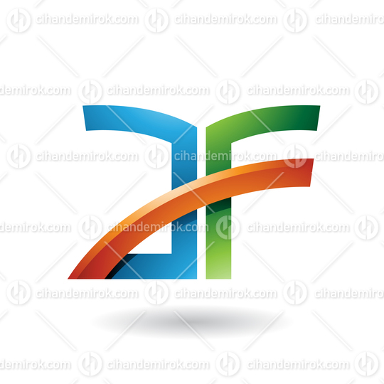 Blue and Orange Dual Letter Icon of A and F Vector Illustration