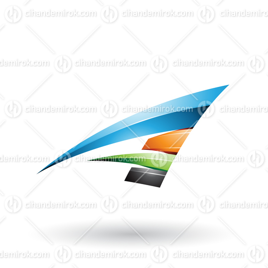 Blue and Orange Dynamic Glossy Flying Letter A