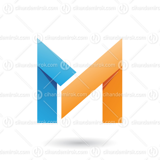 Blue and Orange Folded Paper Letter M Vector Illustration
