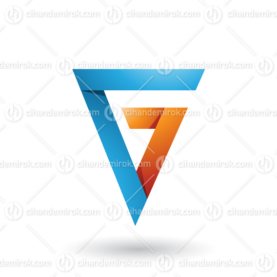 Blue and Orange Folded Triangle Letter G Vector Illustration