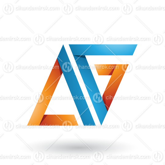 Blue and Orange Folded Triangle Letters A and G
