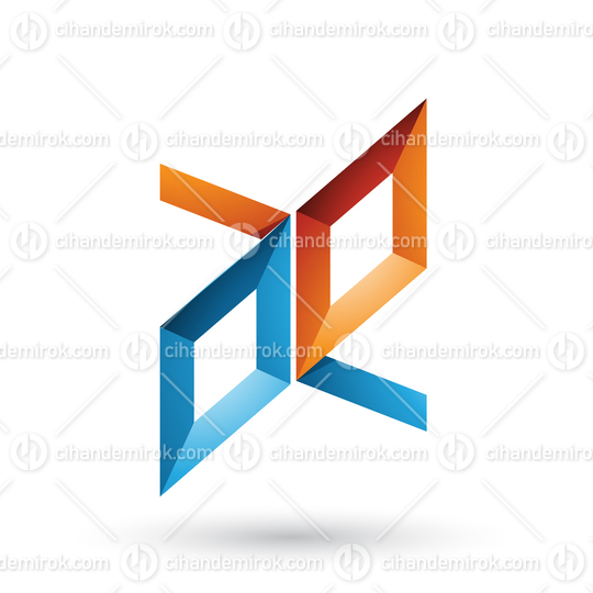 Blue and Orange Frame Like Letters of A and E Vector Illustration