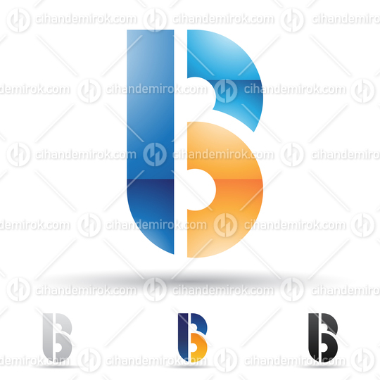 Blue and Orange Glossy Abstract Bold Round Logo Icon of Letter B