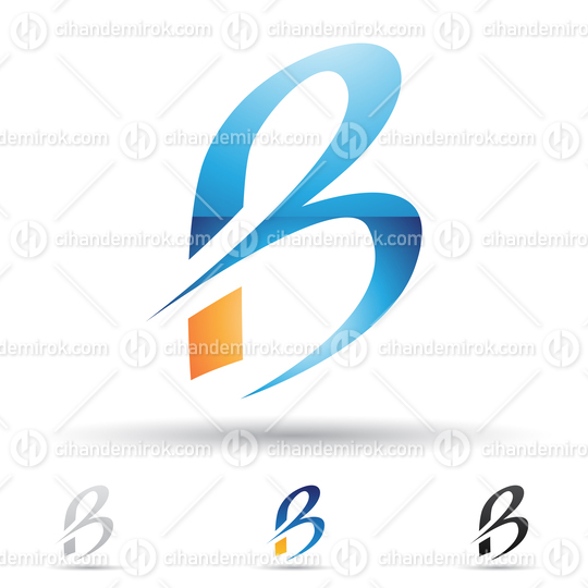 Blue and Orange Glossy Abstract Curvy Logo Icon of Letter B