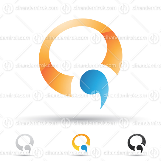 Blue and Orange Glossy Abstract Logo Icon of a Round Letter Q with a Comma Shape