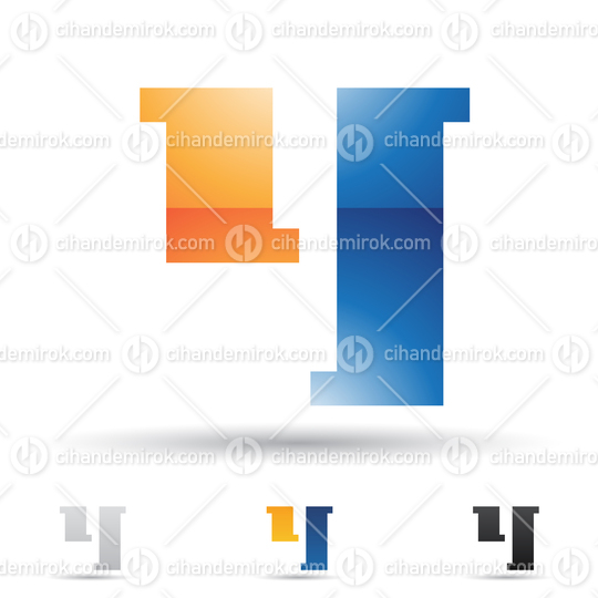 Blue and Orange Glossy Abstract Logo Icon of Bold Rectangular Letter Y