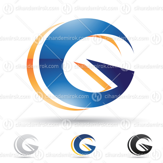 Blue and Orange Glossy Abstract Logo Icon of Circular Letter G