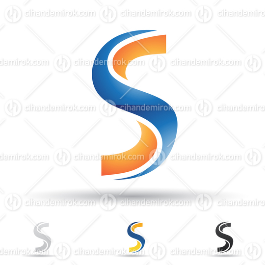 Blue and Orange Glossy Abstract Logo Icon of Curvy Letter S