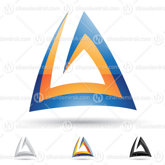 Blue and Orange Glossy Abstract Logo Icon of Letter A with Underwater Style