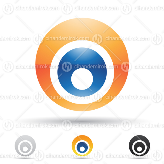 Blue and Orange Glossy Abstract Logo Icon of Letter O with Dual Circles