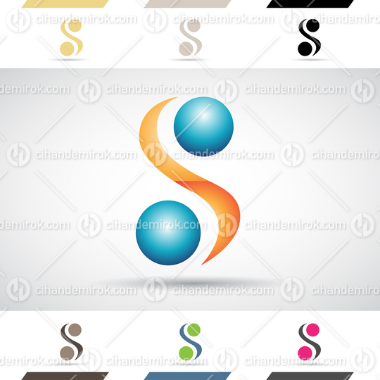Blue and Orange Glossy Abstract Logo Icon of Letter S with Dual Spheres 