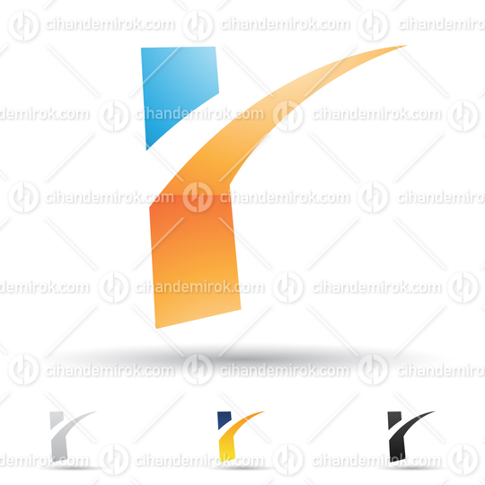 Blue and Orange Glossy Abstract Logo Icon of Lowercase Spiky Letter R