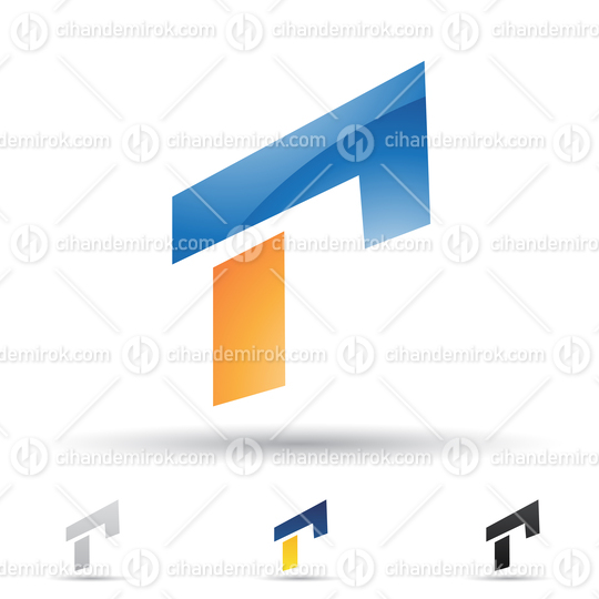 Blue and Orange Glossy Abstract Logo Icon of Rectangular Lowercase Letter R