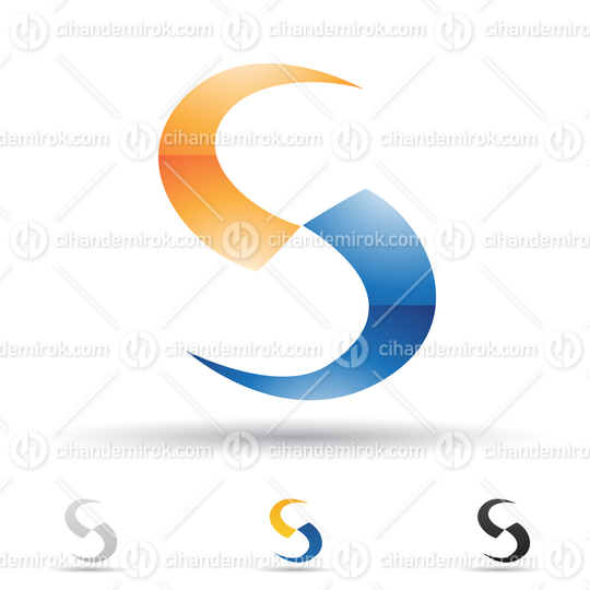 Blue and Orange Glossy Abstract Logo Icon of Swirly Spiky Letter S