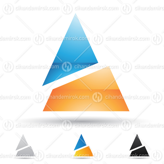 Blue and Orange Glossy Abstract Split Triangle Logo Icon of Letter A