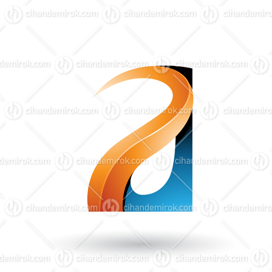 Blue and Orange Glossy Curvy Embossed Letter A