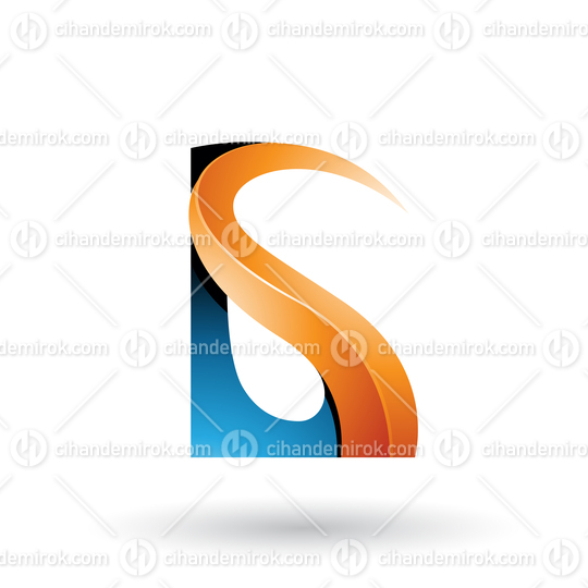 Blue and Orange Glossy Curvy Embossed Letter G