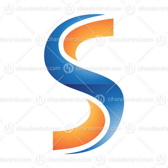 Blue and Orange Glossy Curvy Letter S Logo Icon - Bundle No: 071