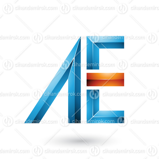 Blue and Orange Glossy Dual Letters of A and E