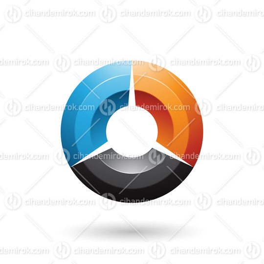 Blue and Orange Glossy Shaded Circle Vector Illustration