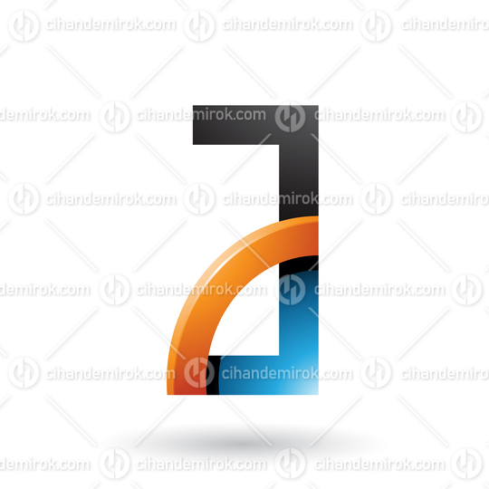 Blue and Orange Letter A with a Glossy Quarter Circle