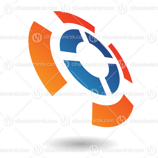 Blue and Orange Maze Like Abstract Logo Icon in Perspective