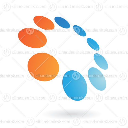 Blue and Orange Round Abstract Shapes Aligned as a Circle Logo Icon 