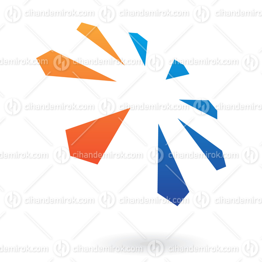 Blue and Orange Spiky Shapes Creating an Abstract Logo Icon