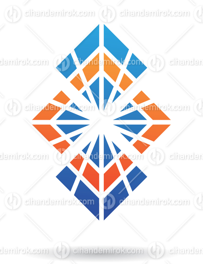 Blue and Orange Square Abstract Spider Web Logo Icon