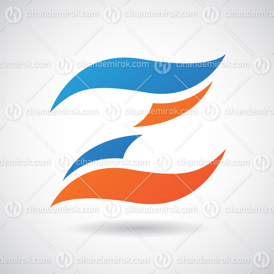 Blue and Orange Wavy Letter Z with a Shadow