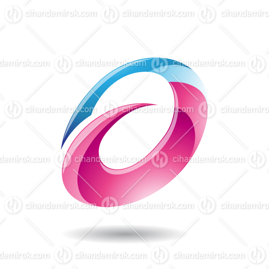 Blue and Pink Abstract Glossy Round Spiky Icon for Lowercase Letter A