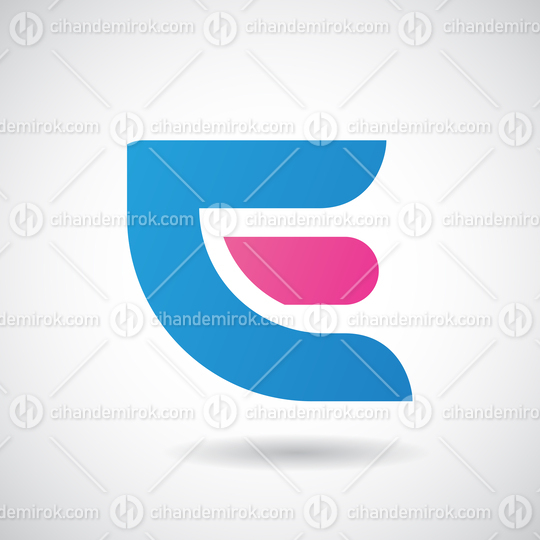 Blue and Pink Bold Round Thick Logo Icon of Letter E