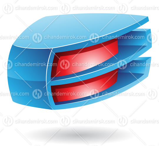 Blue and Red Abstract Logo Icon with a Cake Slice Shape